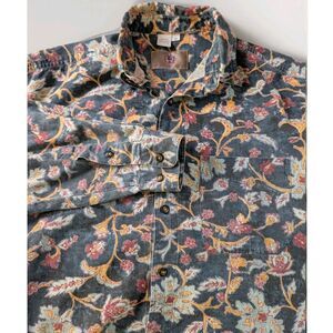 Vintage The Territory Ahead Shirt Men’s M Green Floral Button Up Long Sleeve